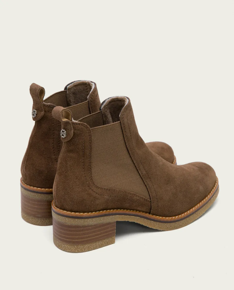 PORRONET Botines Serraje Moka Con Elasticos Pau Cheap