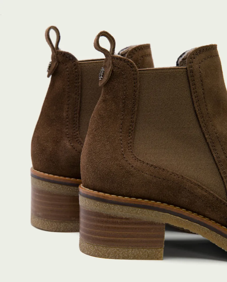 PORRONET Botines Serraje Moka Con Elasticos Pau Cheap