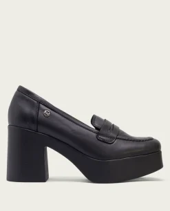 PORRONET Mocasines De Tacón En Piel Negra Laia Store
