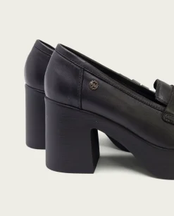 PORRONET Mocasines De Tacón En Piel Negra Laia Store