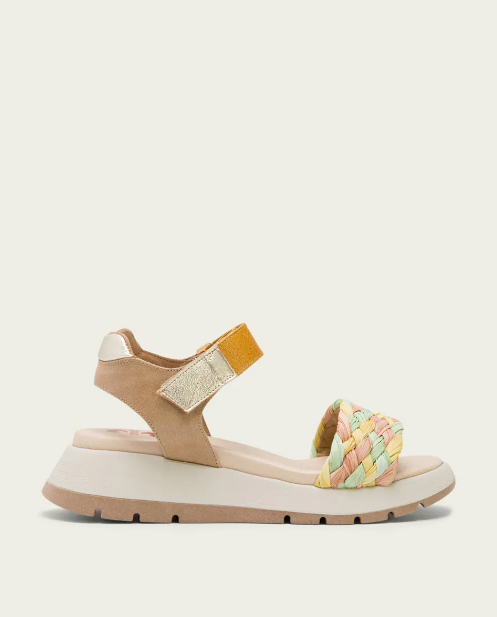 PORRONET Plataforma De Piel Y Tejido En Colores Edurne Cheap