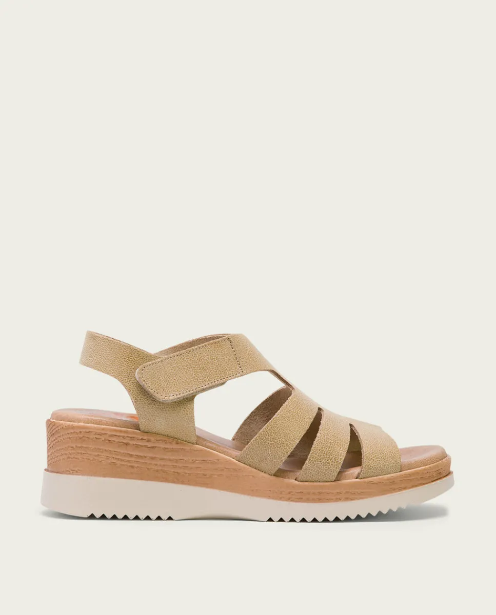 PORRONET Sandalia Cuña Piel Arena Leila New