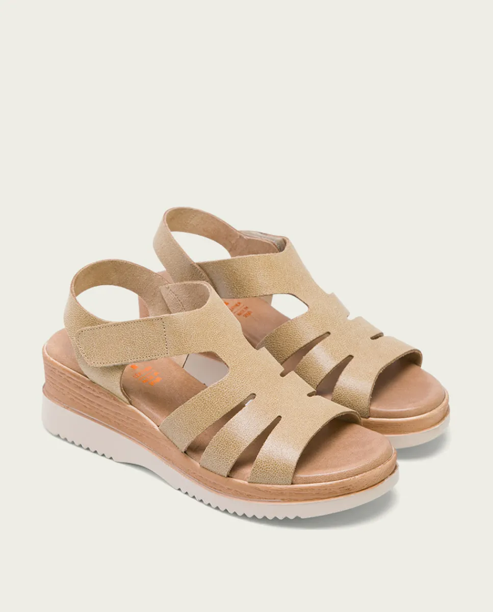 PORRONET Sandalia Cuña Piel Arena Leila New