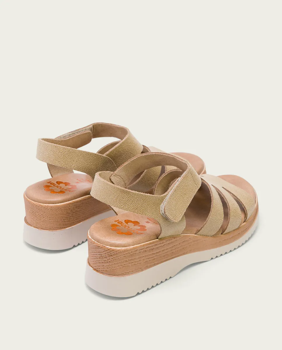 PORRONET Sandalia Cuña Piel Arena Leila New