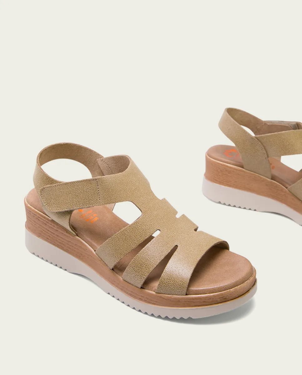 PORRONET Sandalia Cuña Piel Arena Leila New