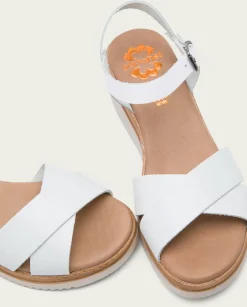 PORRONET Sandalia Cuña Piel Blanco Fiore Fashion