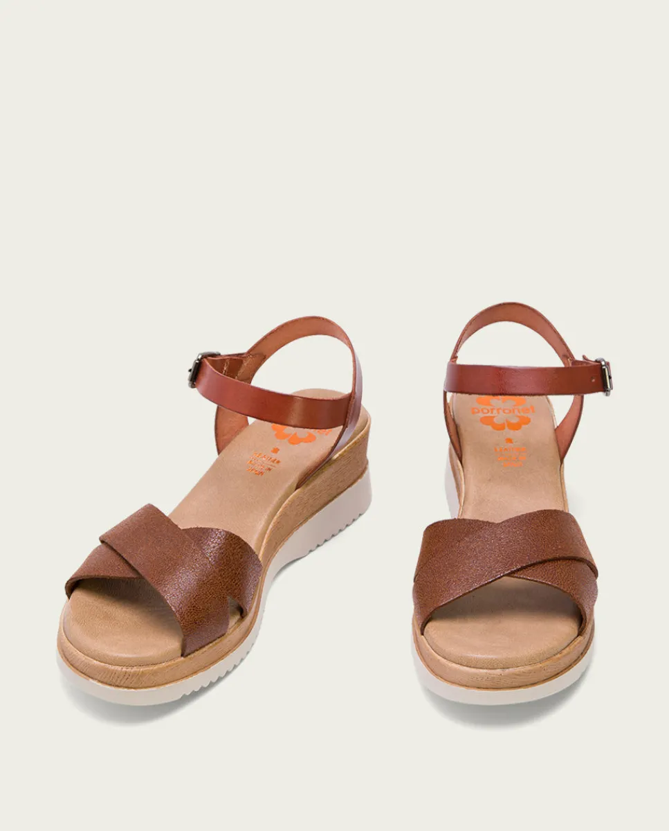 PORRONET Sandalia Cuña Piel Cuero Fiore Online
