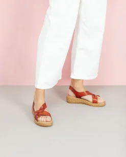 PORRONET Sandalia Cuña Piel Cuero Ganga Best Sale