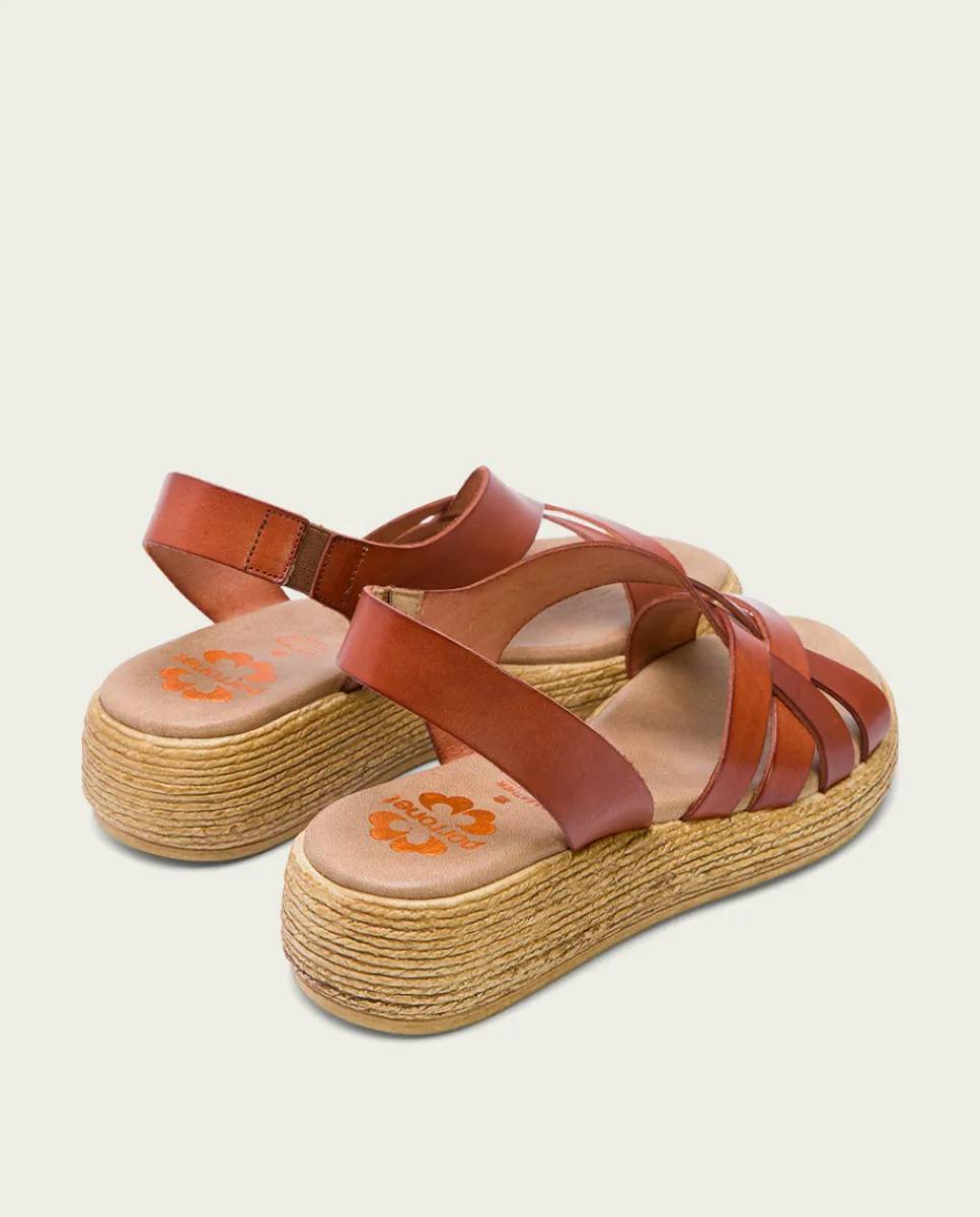 PORRONET Sandalia Cuña Piel Cuero Ganga Best Sale