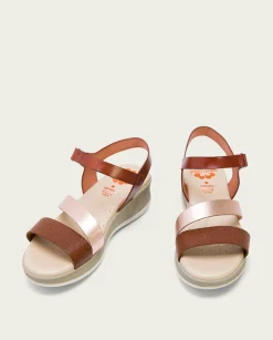 PORRONET Sandalia Cuña Piel Cuero Rose Fatima Outlet