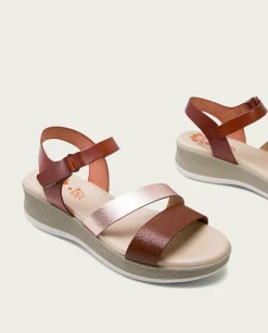 PORRONET Sandalia Cuña Piel Cuero Rose Fatima Outlet