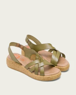 PORRONET Sandalia Cuña Piel Kaki Ganga Online