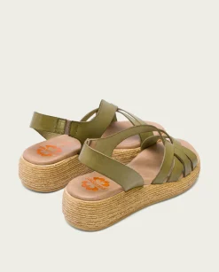 PORRONET Sandalia Cuña Piel Kaki Ganga Online