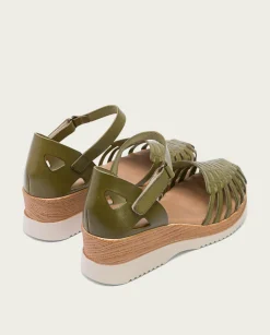 PORRONET Sandalia Cuña Piel Kaki Liliana Store