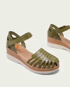 PORRONET Sandalia Cuña Piel Kaki Liliana Store