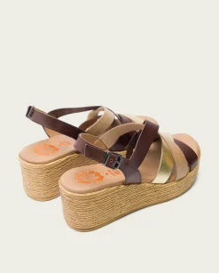 PORRONET Sandalia Cuña Piel Moka Iris Flash Sale