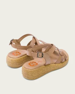 PORRONET Sandalia Cuña Piel Taupe Gisela Cheap