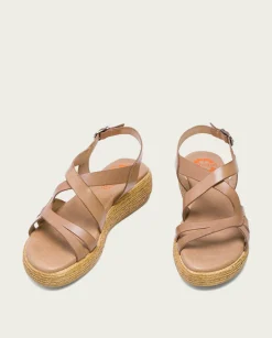PORRONET Sandalia Cuña Piel Taupe Gisela Cheap