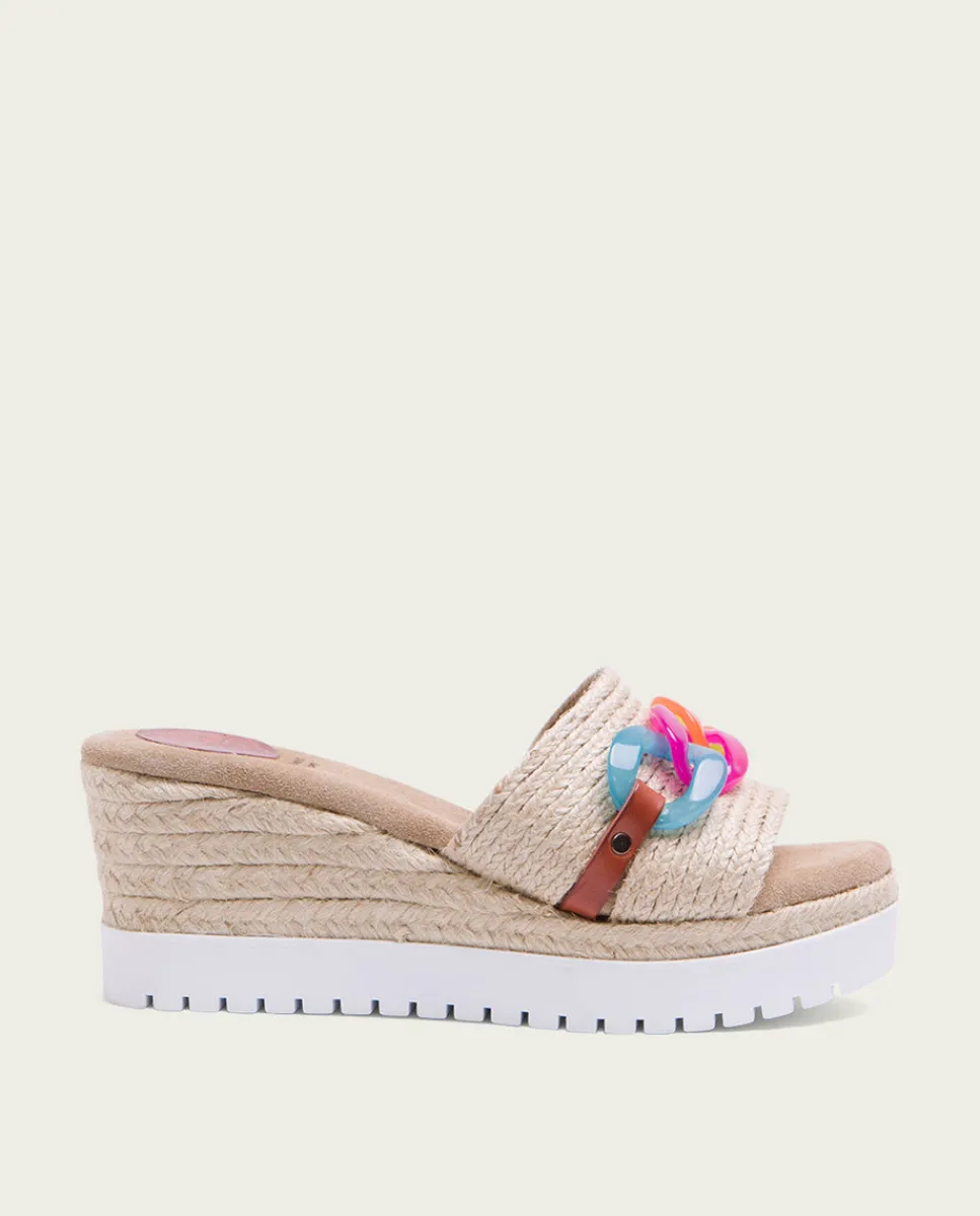 PORRONET Sandalia Cuña Rafia Colores Lua Clearance
