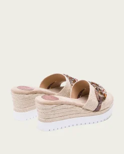 PORRONET Sandalia Cuña Rafia Marron Lua Shop
