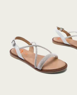 PORRONET Sandalia Plana Con Brillantes Blanca Axa Flash Sale