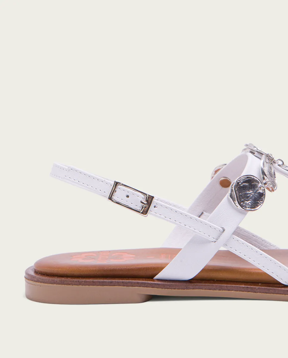 PORRONET Sandalia Plana Piel Blanco Antonella Hot