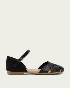 PORRONET Sandalia Plana Piel Negro Adriana New