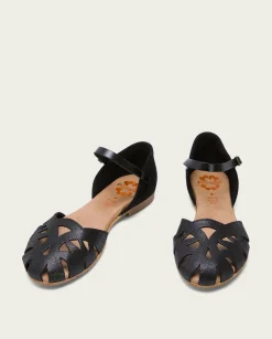 PORRONET Sandalia Plana Piel Negro Adriana New