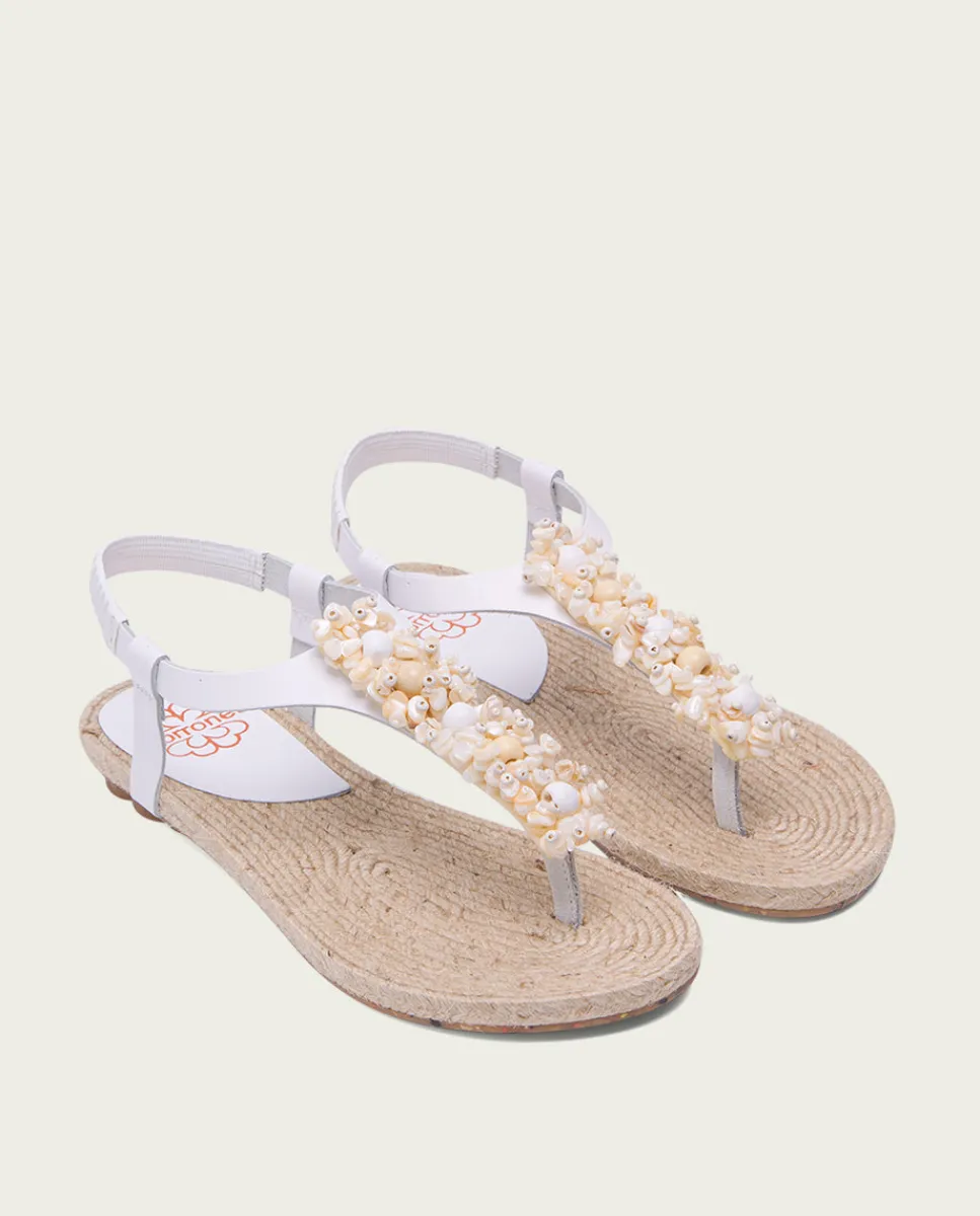 PORRONET Sandalia Plana Yute Y Piel Blanco Martia Shop