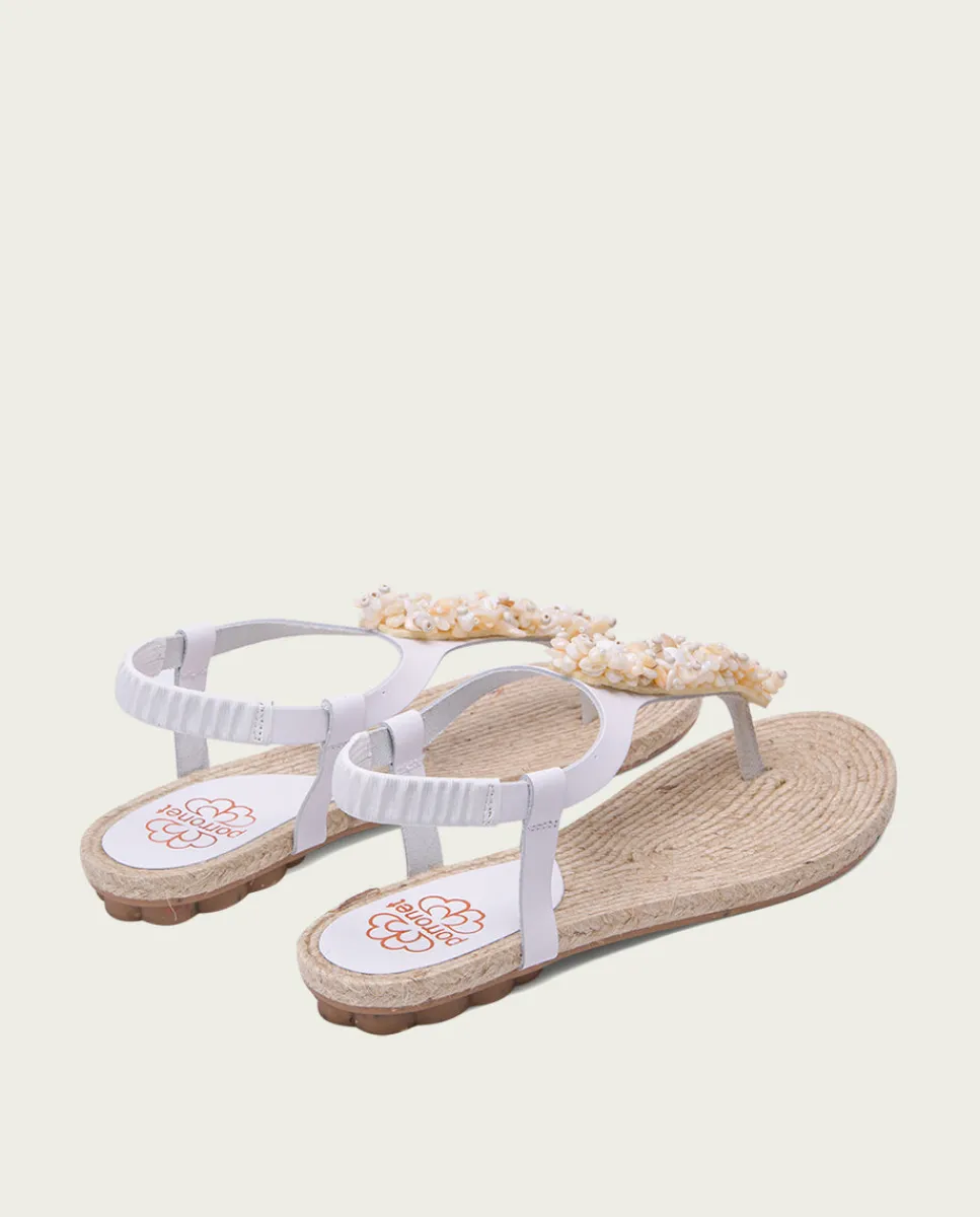 PORRONET Sandalia Plana Yute Y Piel Blanco Martia Shop