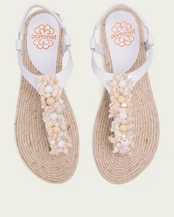 PORRONET Sandalia Plana Yute Y Piel Blanco Martia Shop
