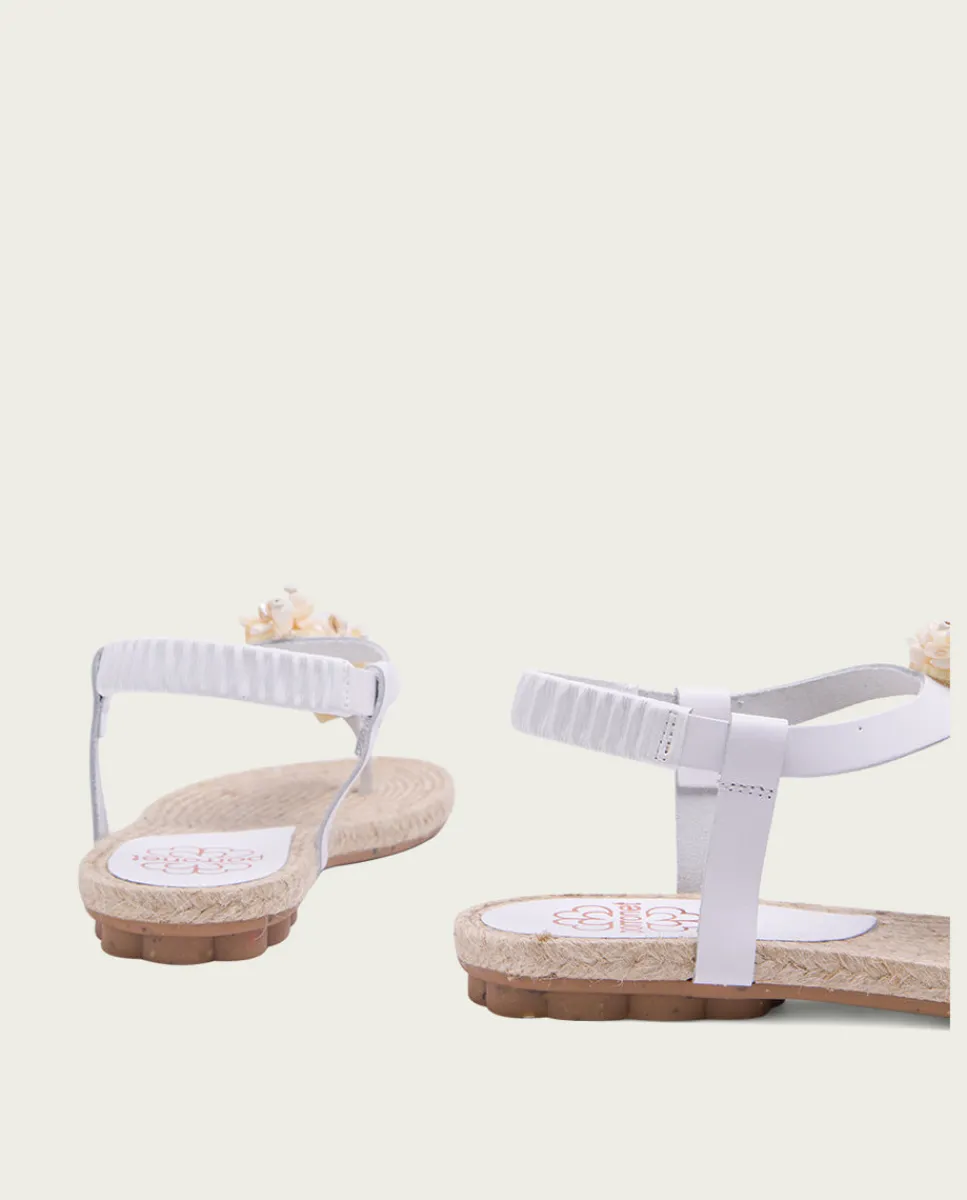 PORRONET Sandalia Plana Yute Y Piel Blanco Martia Shop
