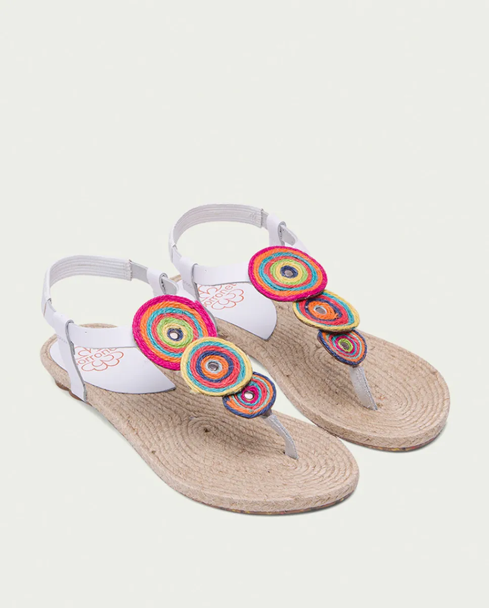 PORRONET Sandalia Plana Yute Y Piel Blanco Mia Sale