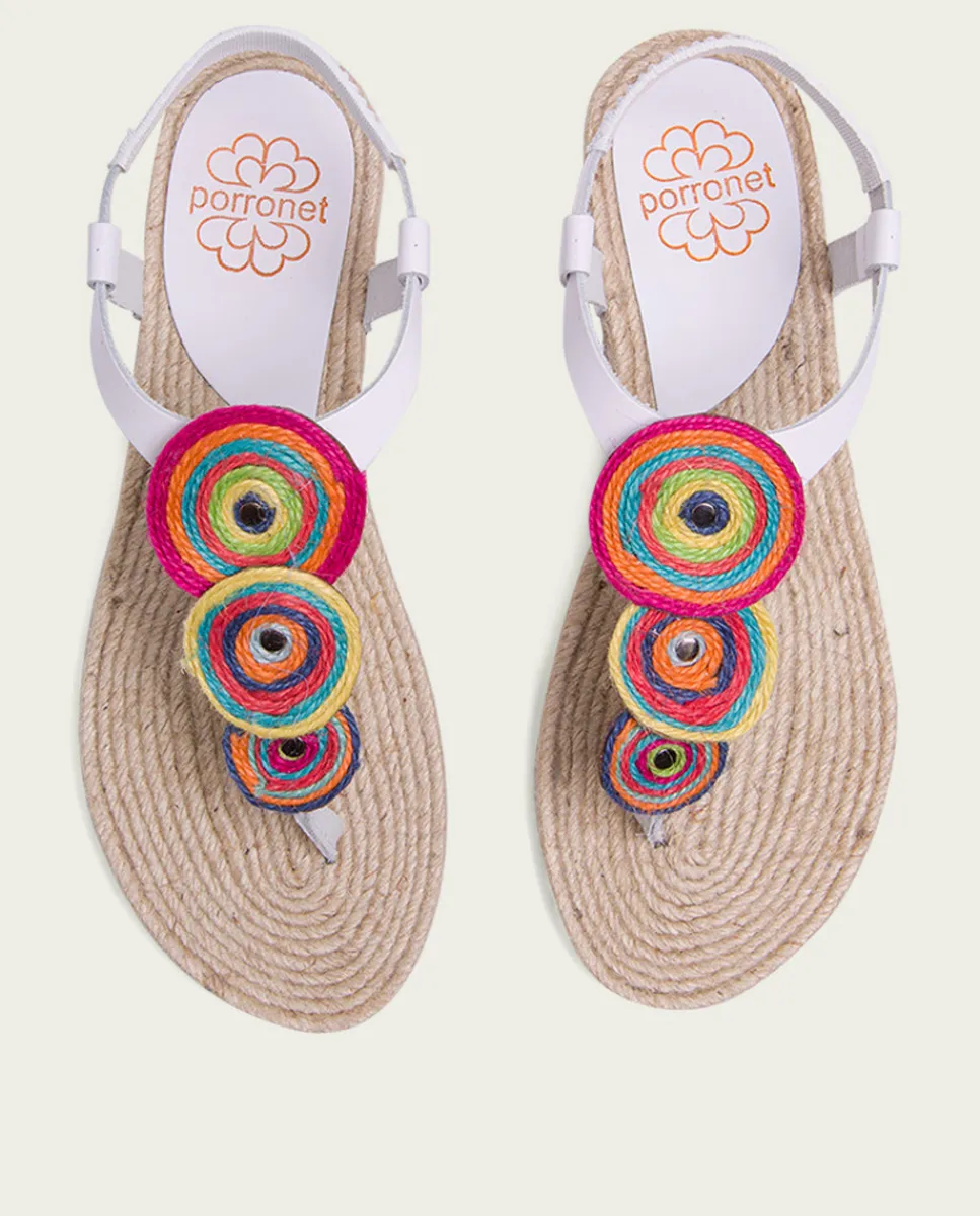 PORRONET Sandalia Plana Yute Y Piel Blanco Mia Sale