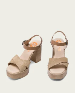 PORRONET Sandalia Tacón Alto Taupe Arena Alice Cheap