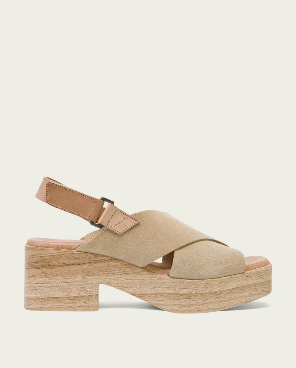 PORRONET Sandalia Tacón Bajo De Piel Taupe Vilma Hot