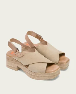 PORRONET Sandalia Tacón Bajo De Piel Taupe Vilma Hot