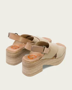 PORRONET Sandalia Tacón Bajo De Piel Taupe Vilma Hot