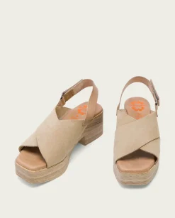 PORRONET Sandalia Tacón Bajo De Piel Taupe Vilma Hot