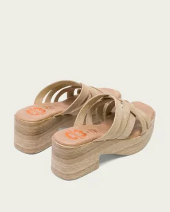 PORRONET Sandalia Tacón Bajo De Piel Arena Vicky Online