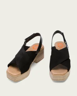 PORRONET Sandalia Tacón Bajo De Piel Negro Vilma Clearance