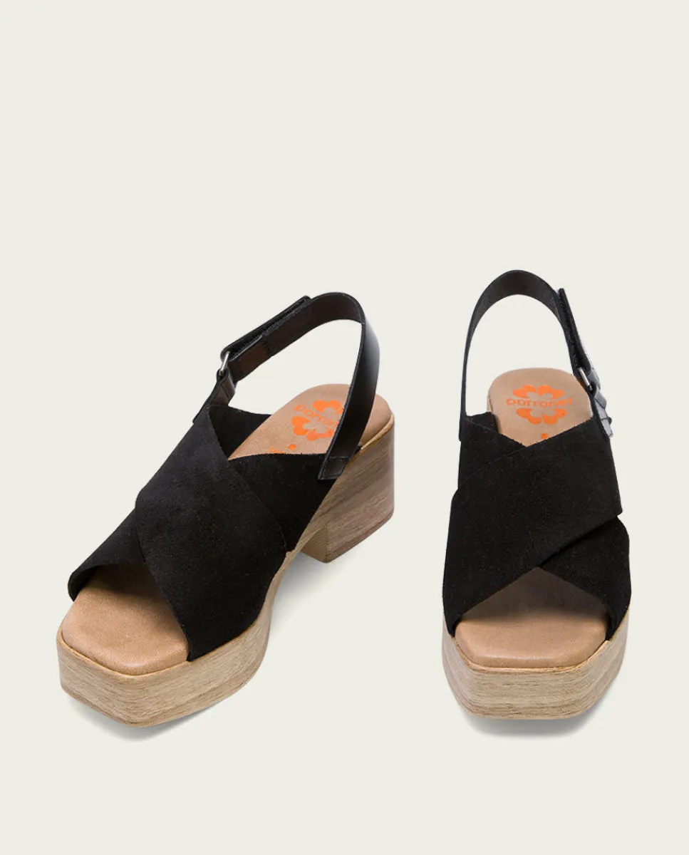 PORRONET Sandalia Tacón Bajo De Piel Negro Vilma Clearance