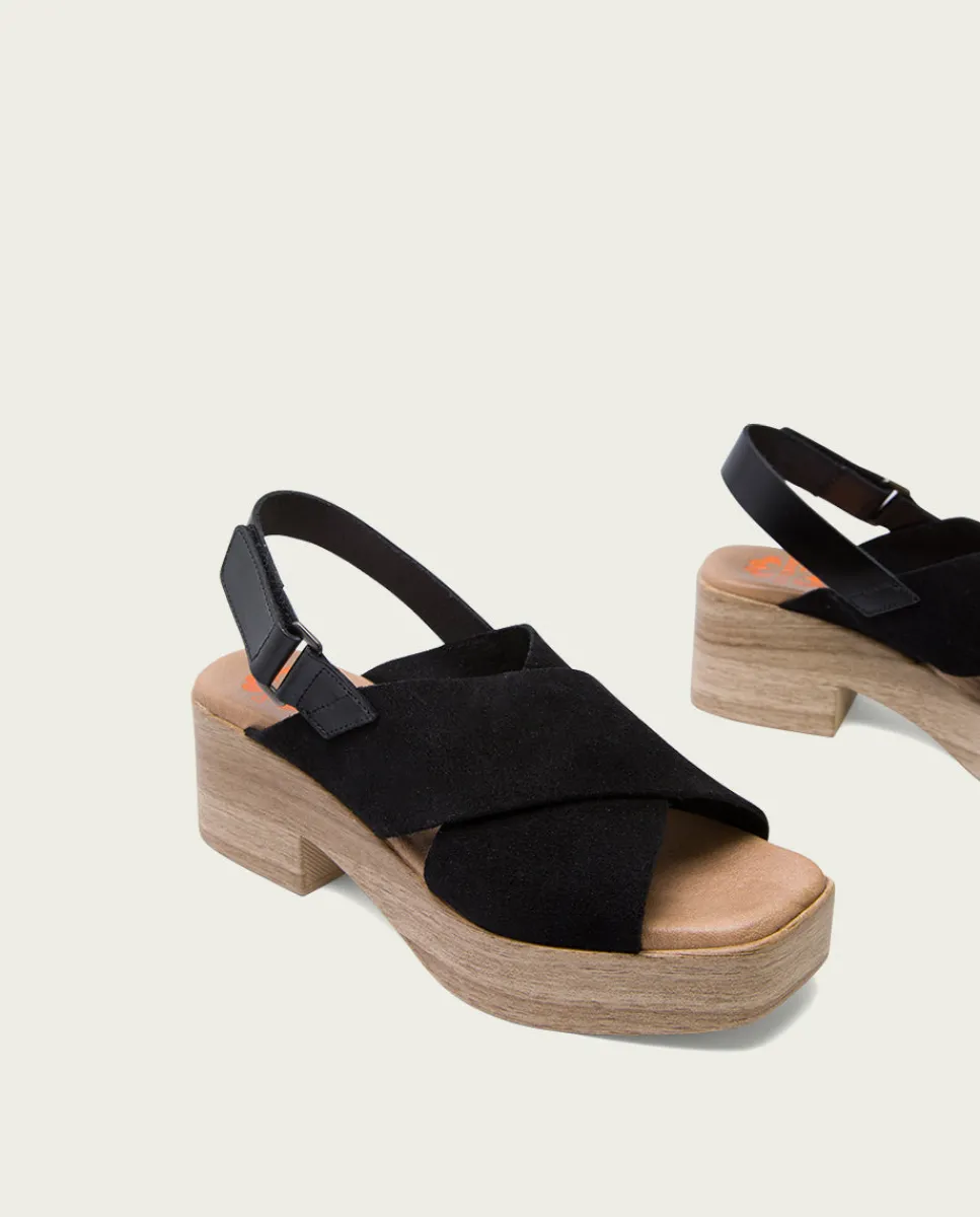 PORRONET Sandalia Tacón Bajo De Piel Negro Vilma Clearance