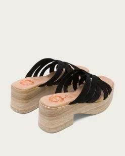 PORRONET Sandalia Tacón Bajo Piel Negro Vicky Cheap