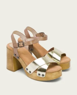 PORRONET Sandalia Tacón Dorado Vega Cheap