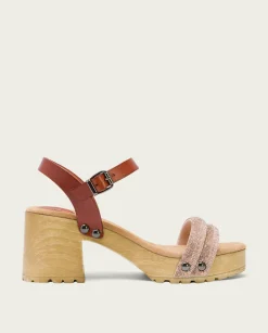 PORRONET Sandalia Tacón Medio Cuero Rose Serena Clearance