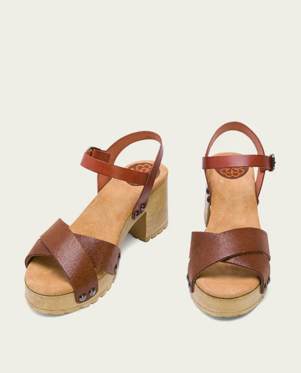 PORRONET Sandalia Tacón Medio Cuero Salma Outlet