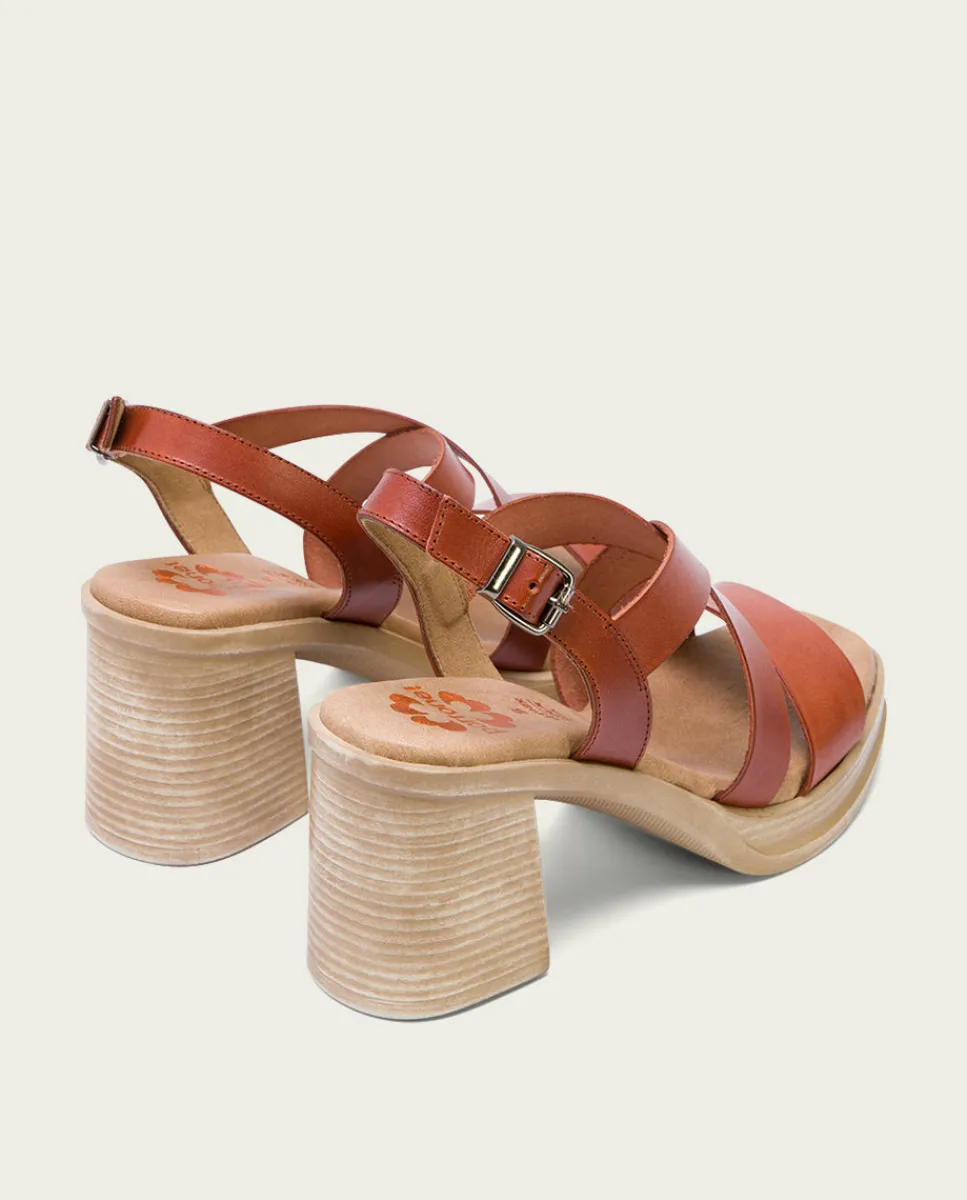 PORRONET Sandalia Tacón Medio Cuero Nadia Clearance