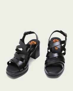 PORRONET Sandalia Tacón Medio De Piel Negro Nerea Clearance