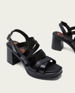 PORRONET Sandalia Tacón Medio De Piel Negro Nerea Clearance